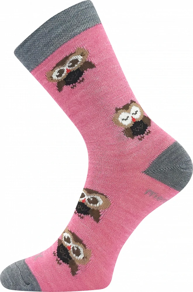 Dětské merino ponožky Voxx Sovik - růžová