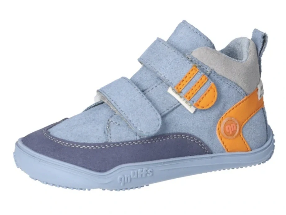 Barefoot celoroční boty Qnuffs Kastanie QN10142/140 Jeans/Hellgrau