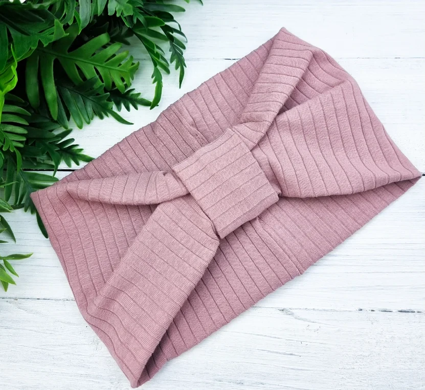 Kulišárny - čelenka/turban - rib old pink