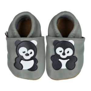 Afelo kožené capáčky - panda na šedá
