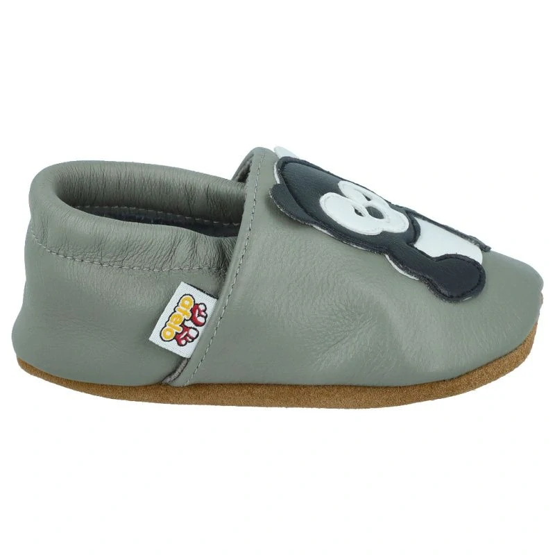 Afelo kožené capáčky - panda na šedá