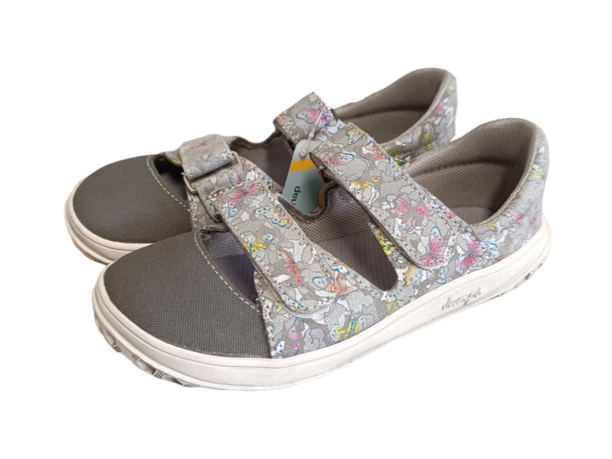 Sandály Jonap B21 barefoot - šedá motýlci
