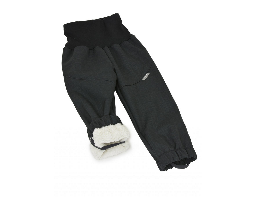 Unuo softshellové kalhoty oteplovačky se sherpou light - černá žíhaná