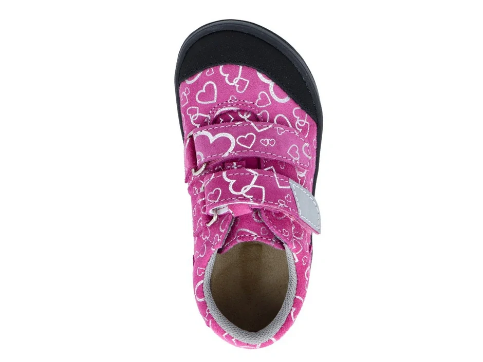 Celoroční barefoot boty Jonap B22 růžové srdce SLIM