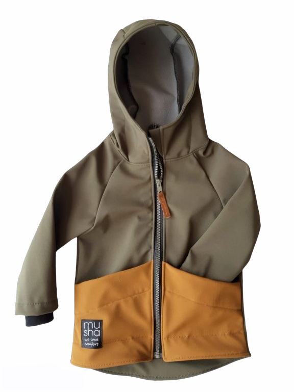 Musha - softshellová bunda khaki+skořice